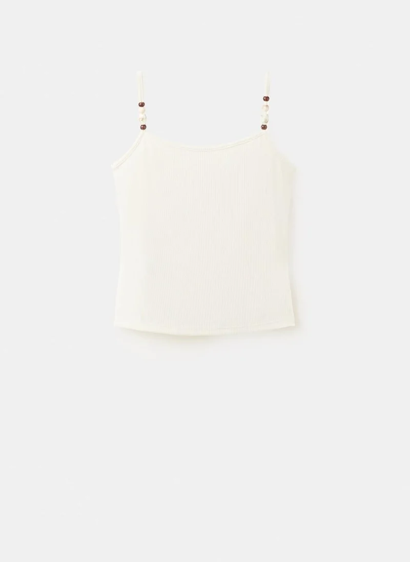 Mango 05-CRUDO Top With Thin Straps And Beads for Women | Best Price UAE