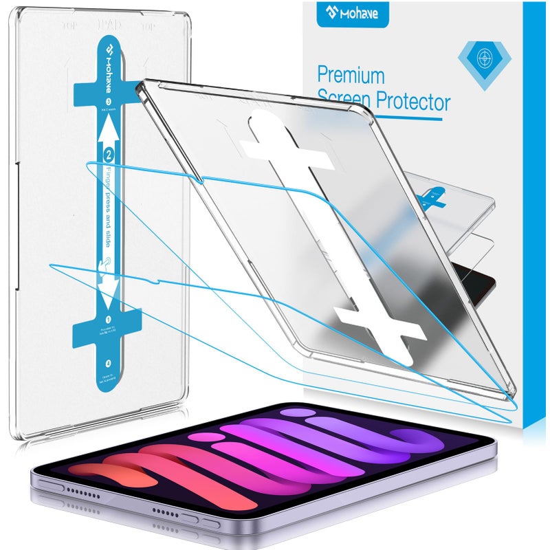 MOHAVE 2 Pack Screen Protector for iPad Mini A17 Pro 2024 7th/6th Generation 2021 8.3â€³ [Auto Alignment] Tempered Glass [Military Grade Protection] Supports Apple Pencil - Image 1