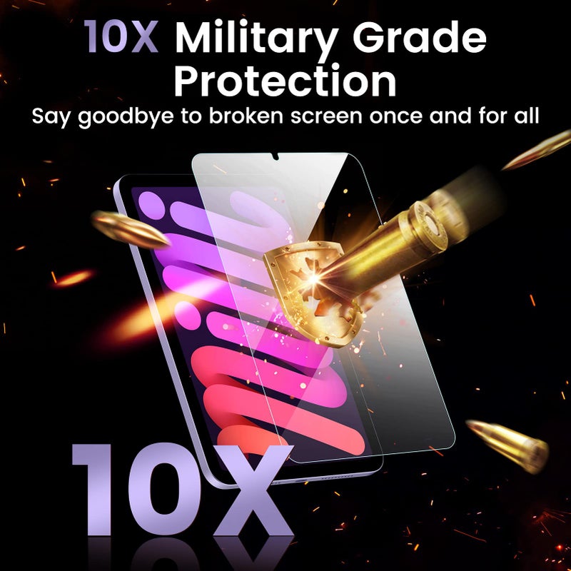 MOHAVE 2 Pack Screen Protector for iPad Mini A17 Pro 2024 7th/6th Generation 2021 8.3â€³ [Auto Alignment] Tempered Glass [Military Grade Protection] Supports Apple Pencil - Image 3
