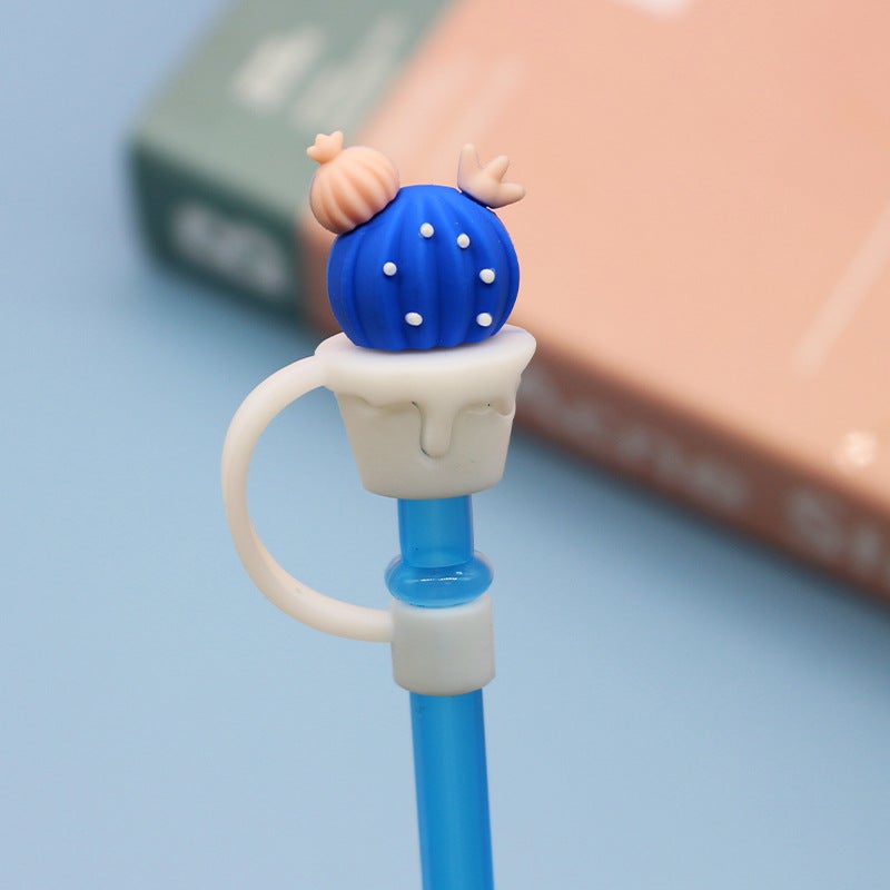 Soft Glue 7 8 10Mm Straw Cap Silicone Cute Cartoon Doll Straw Plug Pvc Stereo Dustproof Straw Cap - Image 1