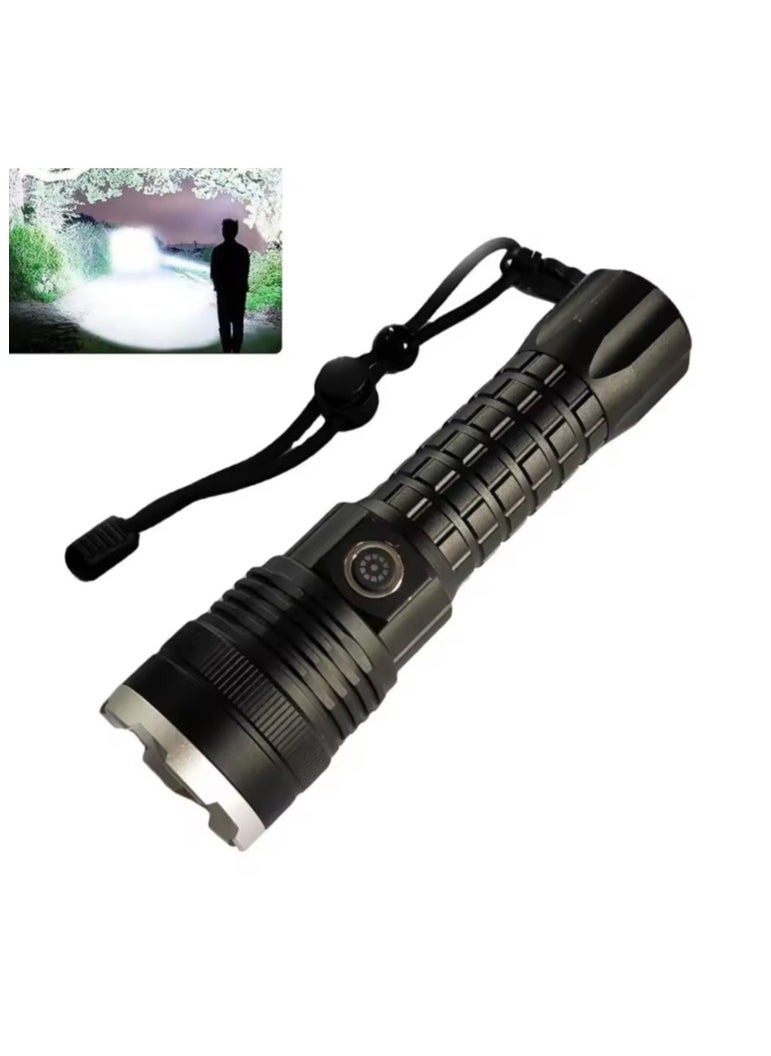 SHOPI P50 SUPER LIGHT RECHARGEABLE FLASHLIGHT Powerful Flashlights Super Bright P50 LED Rechargeable Flashlight, USB Zoomable Hand Torch Light  - Image 2