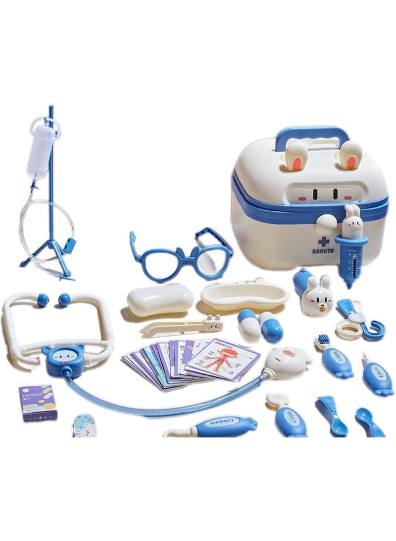YOKA 31-piece kids' doctor set, pretend educational doctor toy, medical kit with stethoscope, dentist toy set for children, role-playing toy for boys and girls aged 3-8 (blue) - Image 1