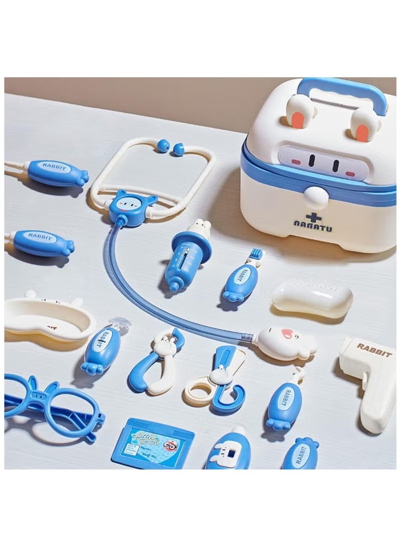 YOKA 31-piece kids' doctor set, pretend educational doctor toy, medical kit with stethoscope, dentist toy set for children, role-playing toy for boys and girls aged 3-8 (blue) - Image 3