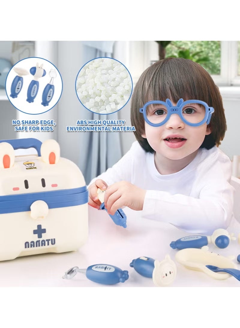 YOKA 31-piece kids' doctor set, pretend educational doctor toy, medical kit with stethoscope, dentist toy set for children, role-playing toy for boys and girls aged 3-8 (blue) - Image 5