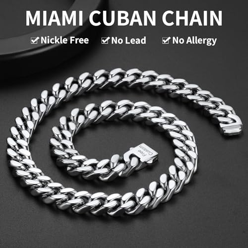 ChainsHouse 316L Stainless Steel Miami Cuban Link Chain 14mm 18inch Heavy Curb Chain Necklace Hip Hop Jewelry Gift for Men Women - Image 2