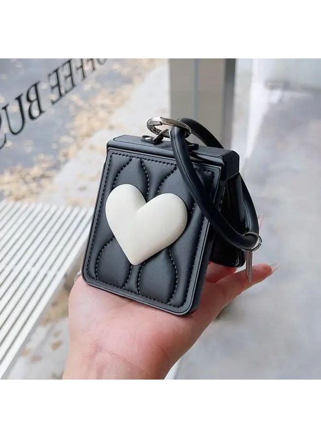 Black Heart Shaped Handle Water Wave Phone Case for Samsung Galaxy Z Flip 3 5G - Image 3