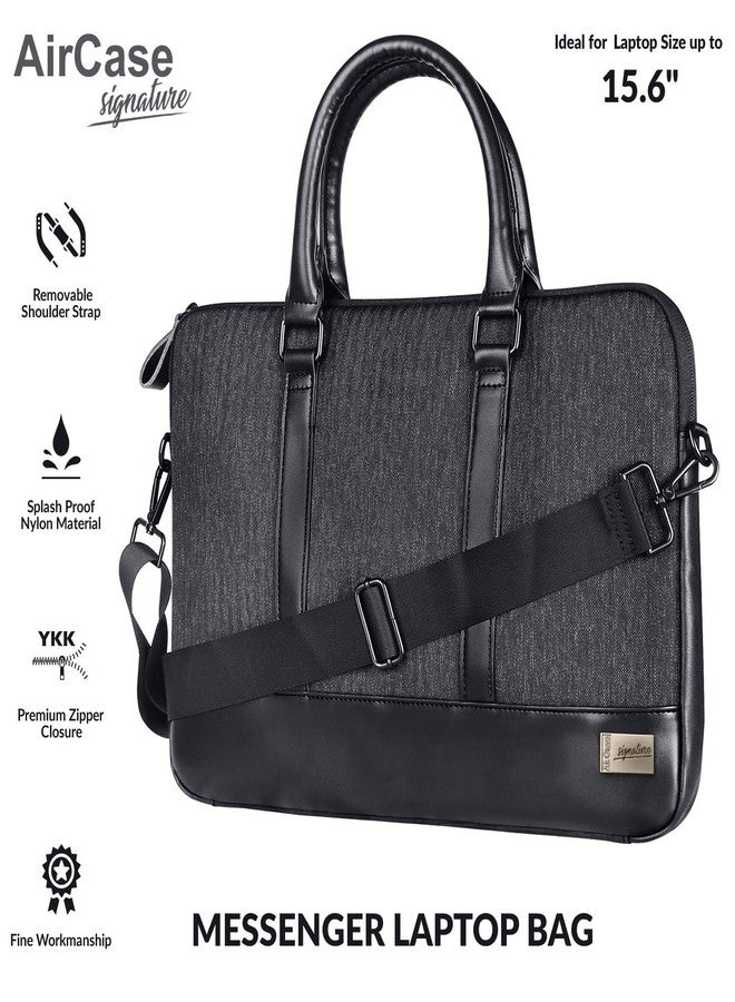 AirCase Signature Series CS66 Messenger Premium Bag with Shoulder Strap for 15.6" Laptop & MacBook (Black) - Image 2