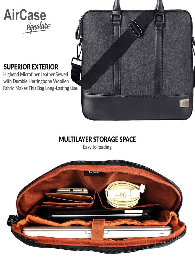 AirCase Signature Series CS66 Messenger Premium Bag with Shoulder Strap for 15.6" Laptop & MacBook (Black) - Image 4
