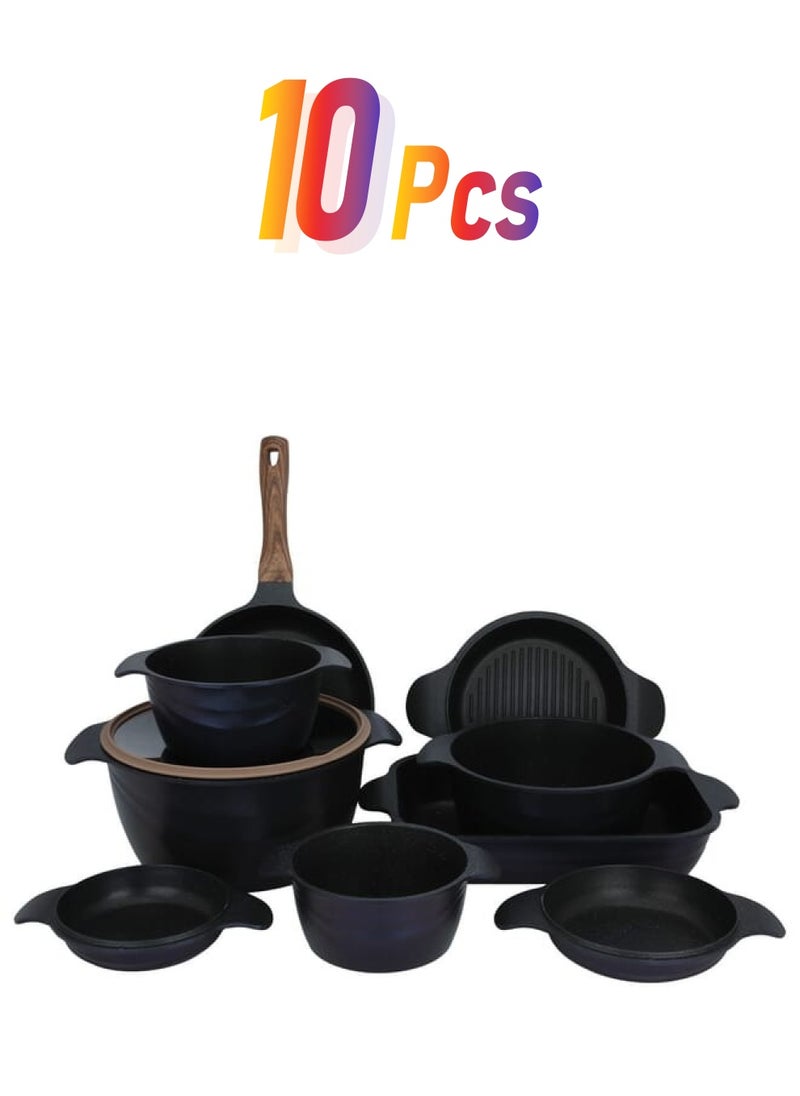 السيف غاليري - طقم قدورجرانيت أزرق غامق بغطاء زجاج 10 قطع - Image 1