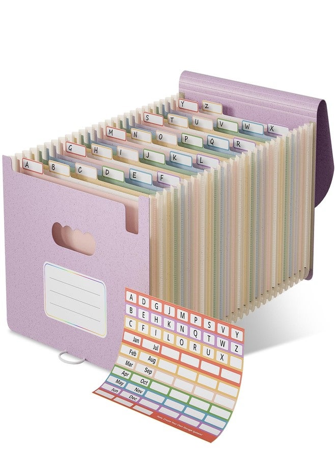 EcoStash Accordion File Organizer, 26 Pockets Wheat Straw Expanding File Folder, Monthly Bill Receipt Organizer, A-Z Tabs, 100% BPA Free, Return to Nature, Healthy Living-Lavender Purple - Image 1