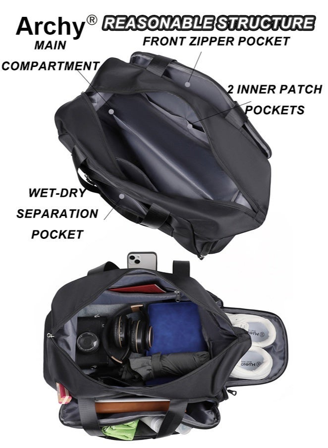 Archy Men's Water-Repellent Travel Duffle Bag - Gym Bag with Wet/Dry Separation, Shoe Compartment & Detachable Strap Gym Bags Fitness, Running & Yoga - Image 3