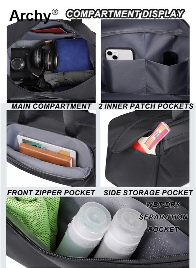 Archy Men's Water-Repellent Travel Duffle Bag - Gym Bag with Wet/Dry Separation, Shoe Compartment & Detachable Strap Gym Bags Fitness, Running & Yoga - Image 4