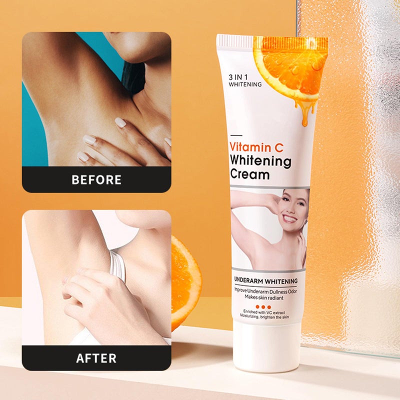 Go Ho Vitamin C Skin Whitening Cream,Dark Spot Remover for Face,Skin Lightening Cream for Intimate Areas,Neck,Armpit,Elbow, Inner Thigh and Knees,Improve Underarm Dullness Odor - Image 3