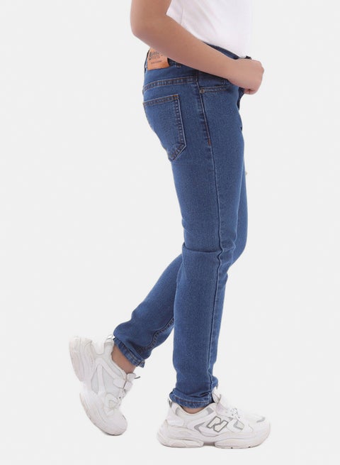 بنطلون جينز اطفالي  سليم  ازرق وسط