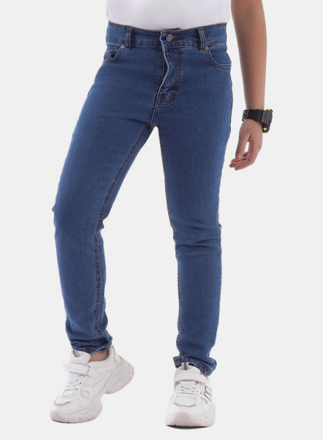 بنطلون جينز اطفالي  سليم  ازرق وسط - Image 3