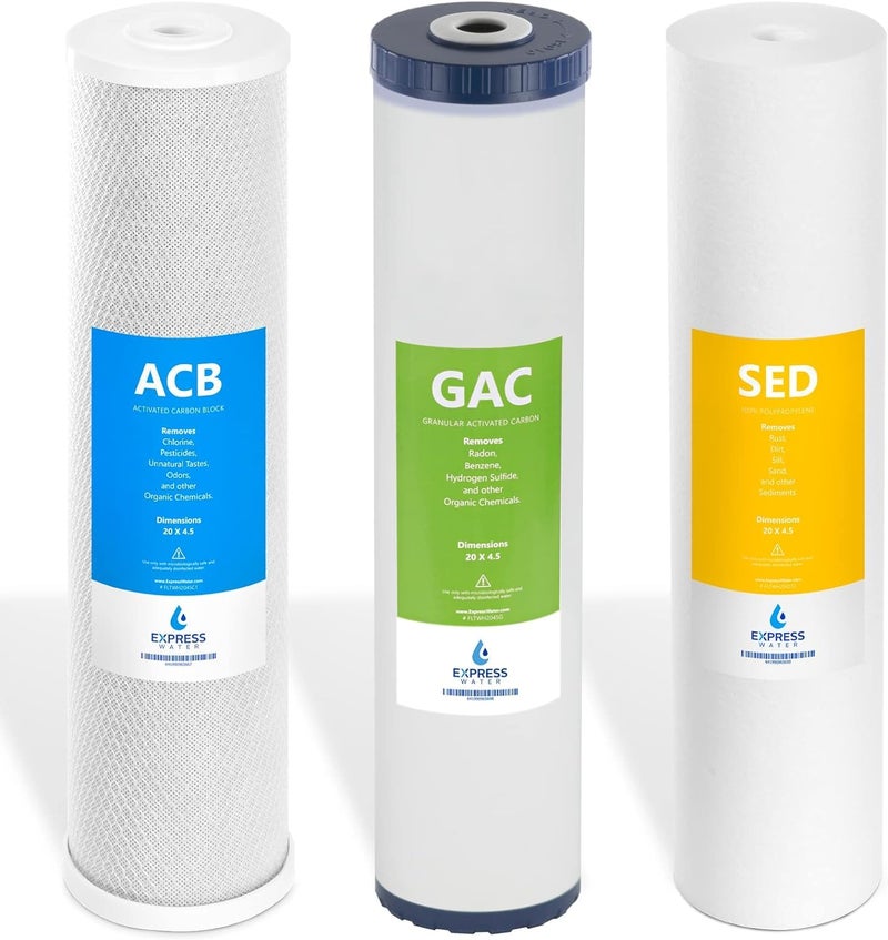 EXPRESS WATER FLTWH2045CGS1 Whole House Replacement Water Filter Set, 3 Count (Pack of 1), White - Image 1
