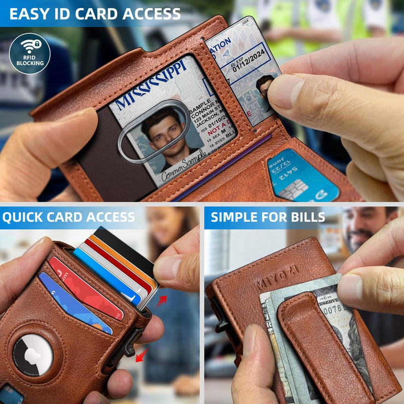 miyozi Airtag Wallet for Men,with Money Clip 10 Cards Metal Case Smart Slim Pop Up Credit Card Holder Flip with Magnetic Closure RFID Blocking wallet with Gift Box - Image 5