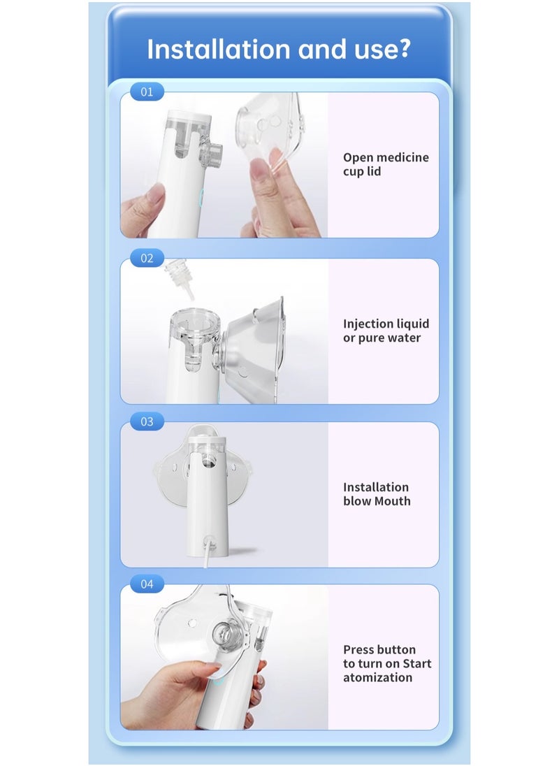 MESH Portable Nebulizer,Handheld Steam Inhaler for Kids and Adults with 2 Masks  - Image 4