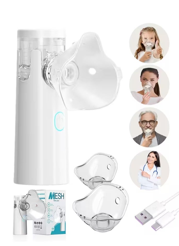 MESH Portable Nebulizer,Handheld Steam Inhaler for Kids and Adults with 2 Masks  - Image 1