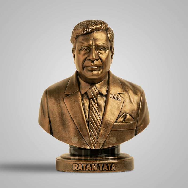 SILAII Ratan Tata Sculpture 5 Inch Antique Bronze Finish Handcrafted Iconic Leader Statue for Home Decor Office Desk Gift for Followers of Ratan Tata 5 Inch - Image 1