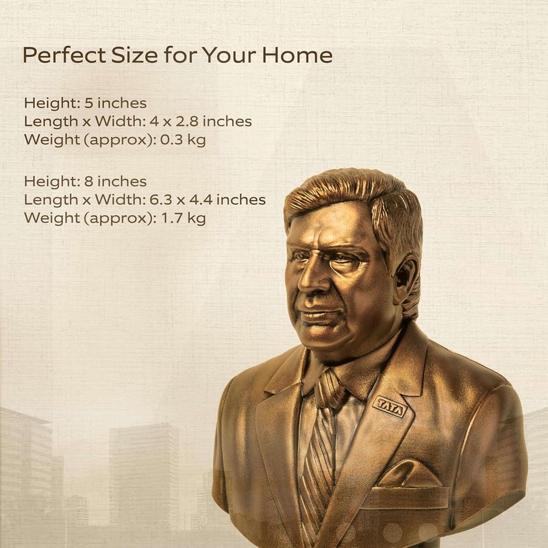 SILAII Ratan Tata Sculpture 5 Inch Antique Bronze Finish Handcrafted Iconic Leader Statue for Home Decor Office Desk Gift for Followers of Ratan Tata 5 Inch - Image 5