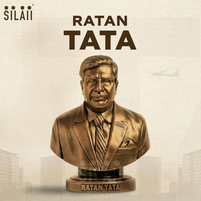 SILAII Ratan Tata Sculpture 5 Inch Antique Bronze Finish Handcrafted Iconic Leader Statue for Home Decor Office Desk Gift for Followers of Ratan Tata 5 Inch - Image 3