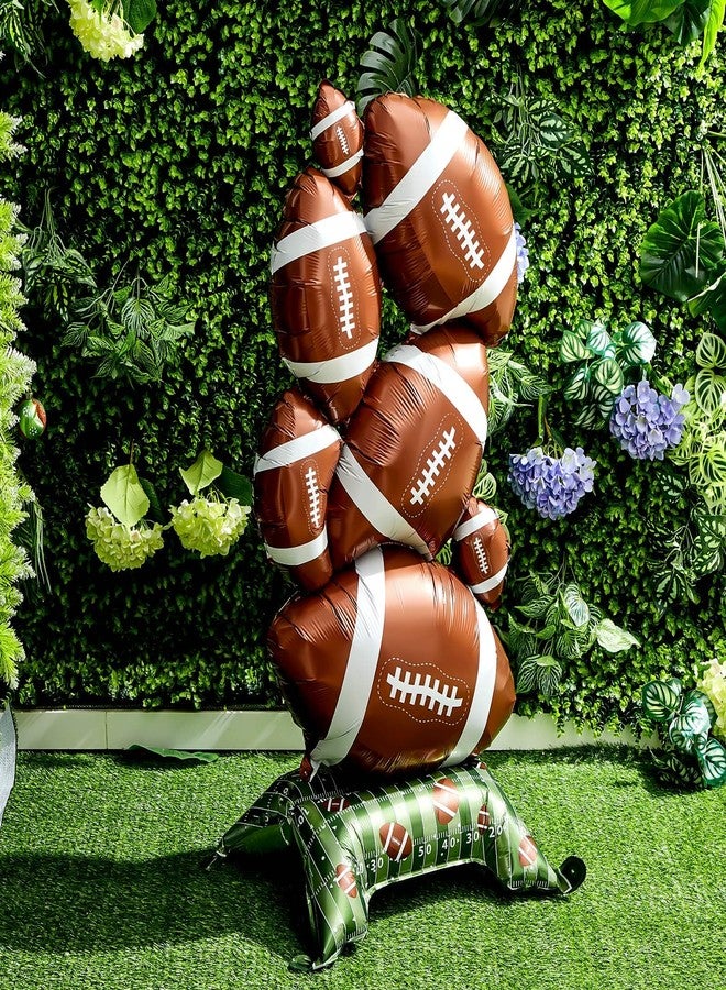 Soulchen 2 Pcs 3.5 ft Giant Self Standing Football Foil Balloons for Birthday Supplies Sports Themed Party Decoration Supplies Indoor Outdoor (Football) - Image 4