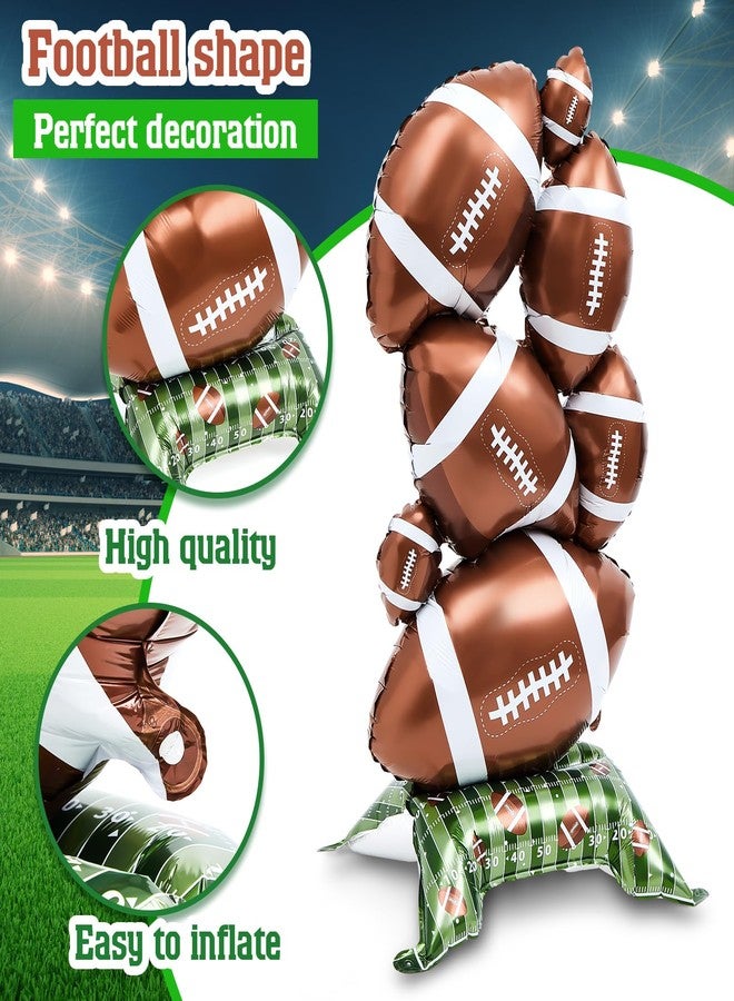 Soulchen 2 Pcs 3.5 ft Giant Self Standing Football Foil Balloons for Birthday Supplies Sports Themed Party Decoration Supplies Indoor Outdoor (Football) - Image 3