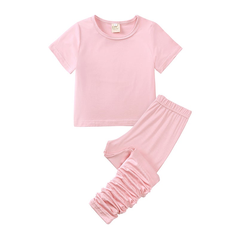 New Style Girls' Summer Casual Suit, Stylish Short-Sleeved Top And Pants Two-Piece Set For Young Children, Sportswear - Image 3