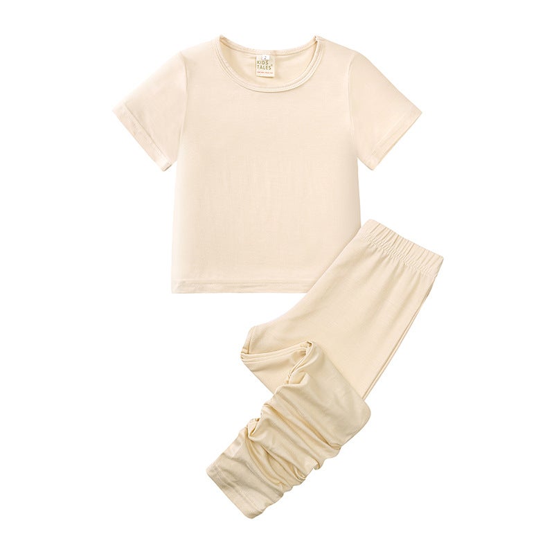 New Style Girls' Summer Casual Suit, Stylish Short-Sleeved Top And Pants Two-Piece Set For Young Children, Sportswear - Image 1
