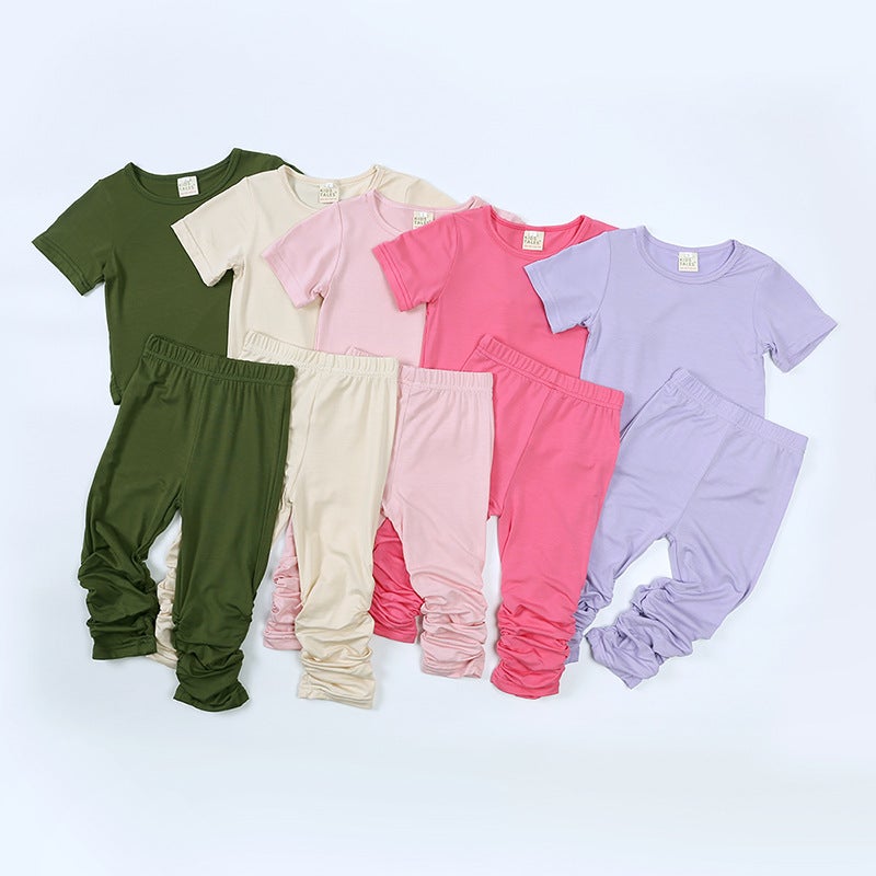 New Style Girls' Summer Casual Suit, Stylish Short-Sleeved Top And Pants Two-Piece Set For Young Children, Sportswear - Image 2