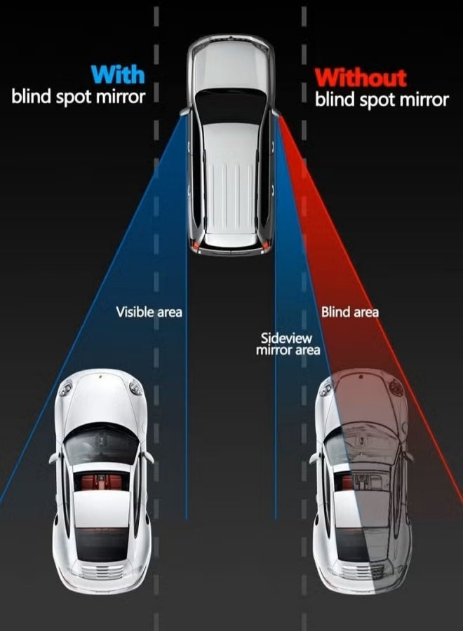 2 قطعة مرآة النقطة العمياء مستطيلة عالية الدقة زجاجية بعدسة محدبة بدون إطار قابلة للتعديل - Image 3