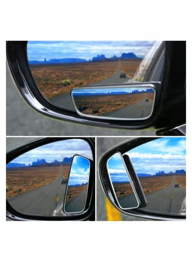 2 قطعة مرآة النقطة العمياء مستطيلة عالية الدقة زجاجية بعدسة محدبة بدون إطار قابلة للتعديل - Image 2