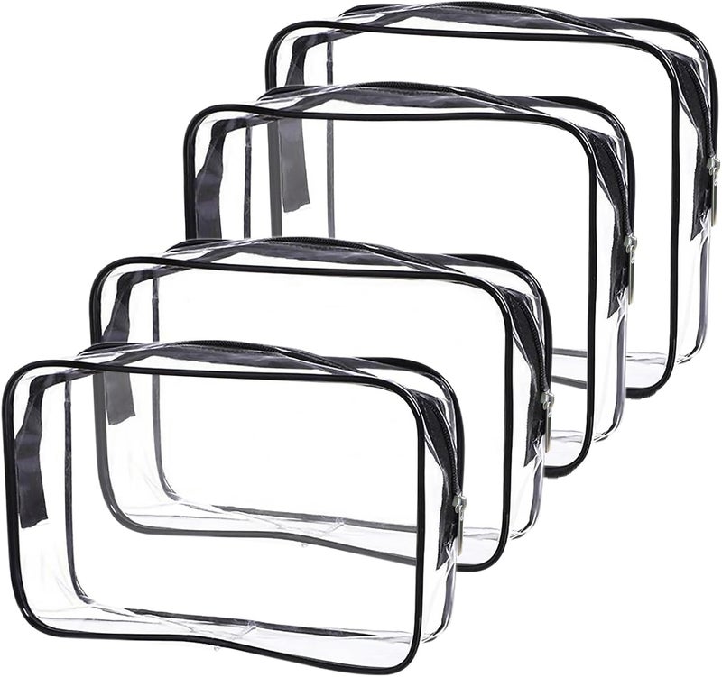 Cosywell Clear Toiletry Bag Quart Size Bag Travel Makeup Cosmetic Bag PVC Toiletries Cosmetic Pouch for Women Men 3PCS (2M+2S)