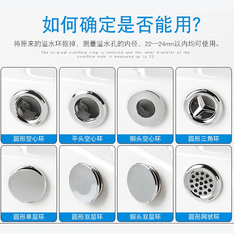 Wash Basin Overflow Ring Pedestal Basin Decorative Ring Overflow Mouth Ring Net Mercedes-Benz Double-Layer Ring Basin Accessories - Image 5