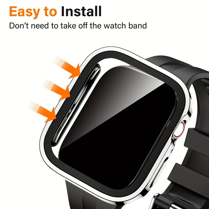 4 Pack Screen Protector Case Bumper Cover For Apple Watch 41 Mm Hard PC Protective Black Silvery Blue Pink - Image 3