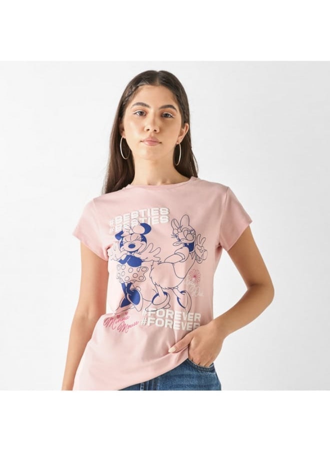 SP Characters - Minnie Mouse and Daisy Duck Print T-shirt with Short Sleeves - Image 1