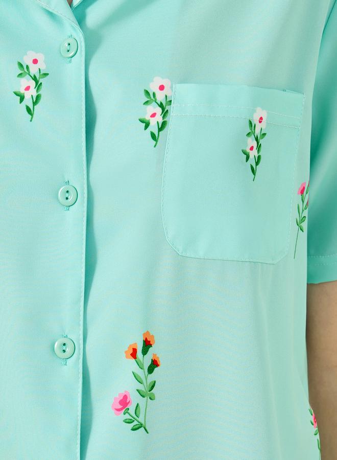 Styli Styli Floral Print Pocket Detail Shirt and Shorts Set  - Image 4