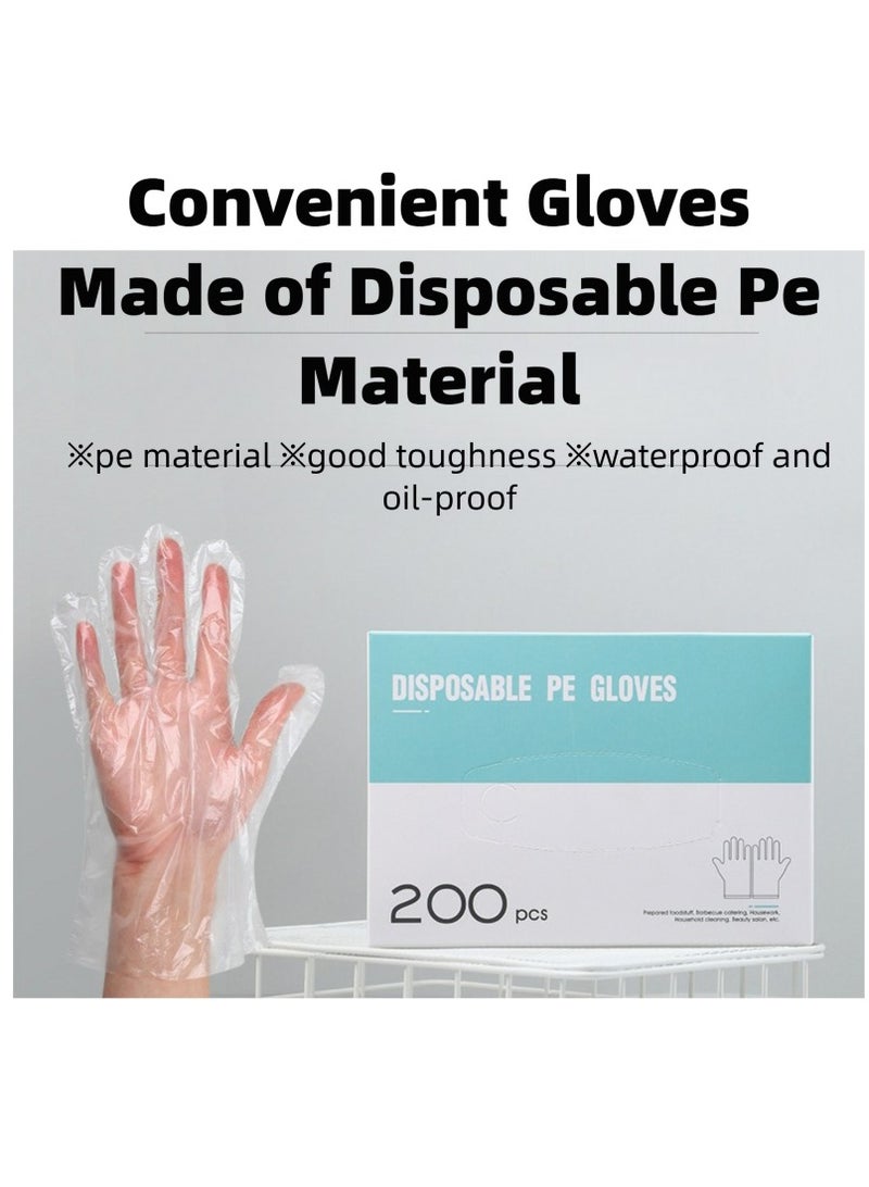 قفازات البولي ايثيلين مريحة وصحية يمكن التخلص منها: تصميم محاصر وقابل للاستخراج ، سهل الوصول ، الحفاظ على نظافة اليدين ، مناسب للاستخدام المنزلي والخارجي. 200 جهاز كمبيوتر شخصى. كمية كبيرة يمكن أن تلبي الاحتياجات الصحية اليومية. - Image 1