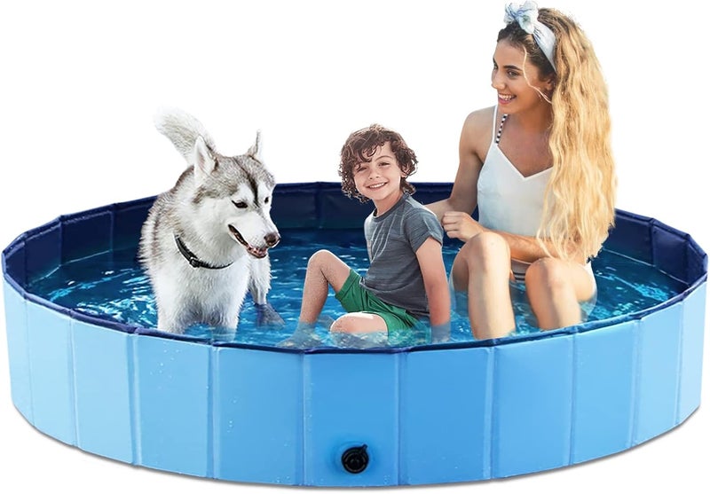 جايسونويل حوض سباحة قابل للطي للكلاب من جيسونويل، حوض سباحة بلاستيكي صلب قابل للطي، حوض سباحة محمول للأطفال/الحيوانات الأليفة، حوض استحمام للكلاب الصغيرة والمتوسطة والكبيرة والقطط والأطفال، مقاس 71 بوصة - Image 1