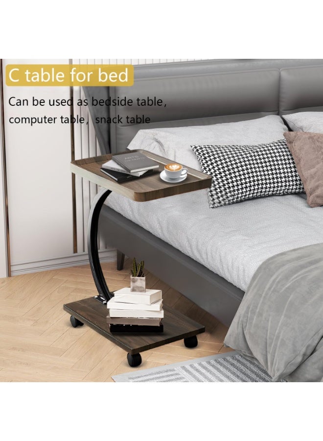 Jorunb Sofa End Table, Narrow Side Table C Shaped Sofa Side Table with Metal Frame, Coffee Snack Couch Table for Living Room, Bedroom, Bedside (Rectangular)  - Image 2