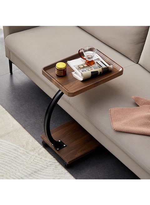 Sofa End Table, Narrow Side Table C Shaped Sofa Side Table with Metal Frame, Coffee Snack Couch Table for Living Room, Bedroom, Bedside (Rectangular)