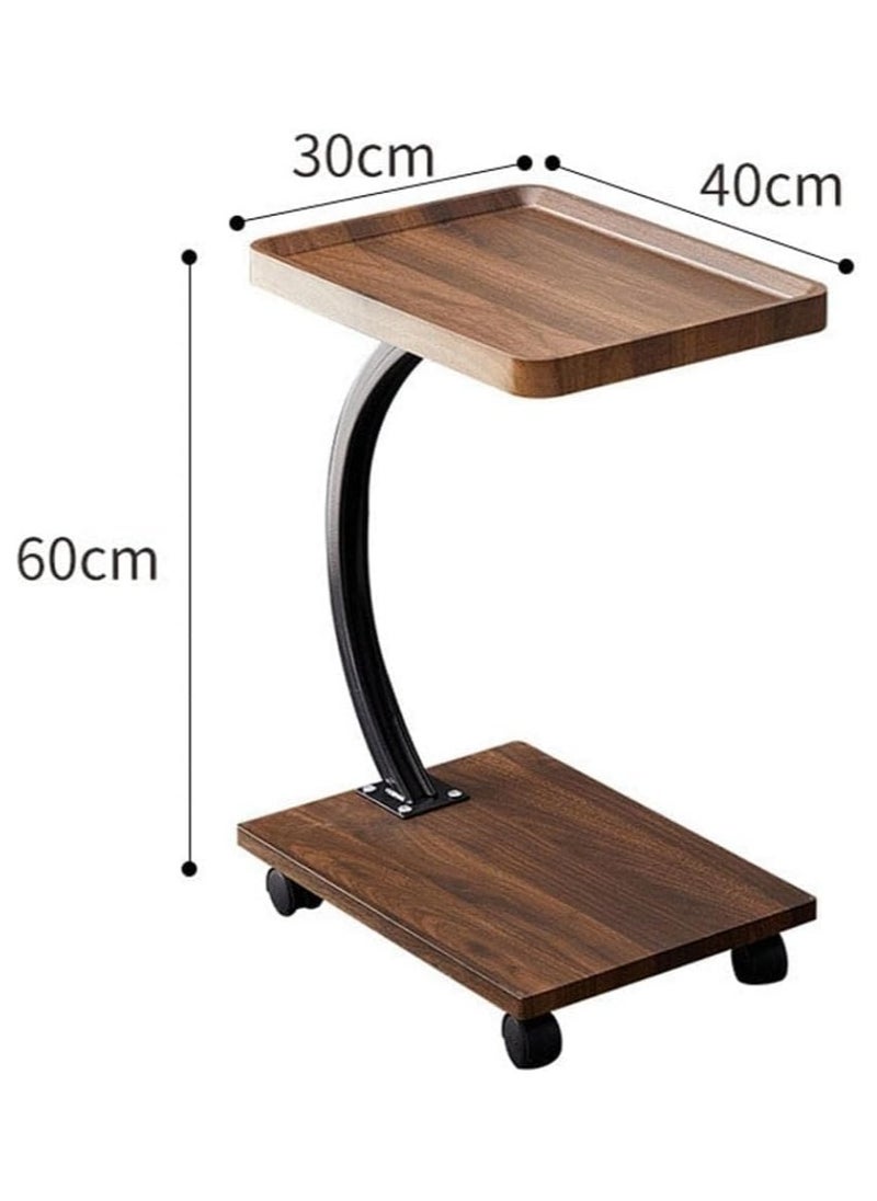 Sofa End Table, Narrow Side Table C Shaped Sofa Side Table with Metal Frame, Coffee Snack Couch Table for Living Room, Bedroom, Bedside (Rectangular)