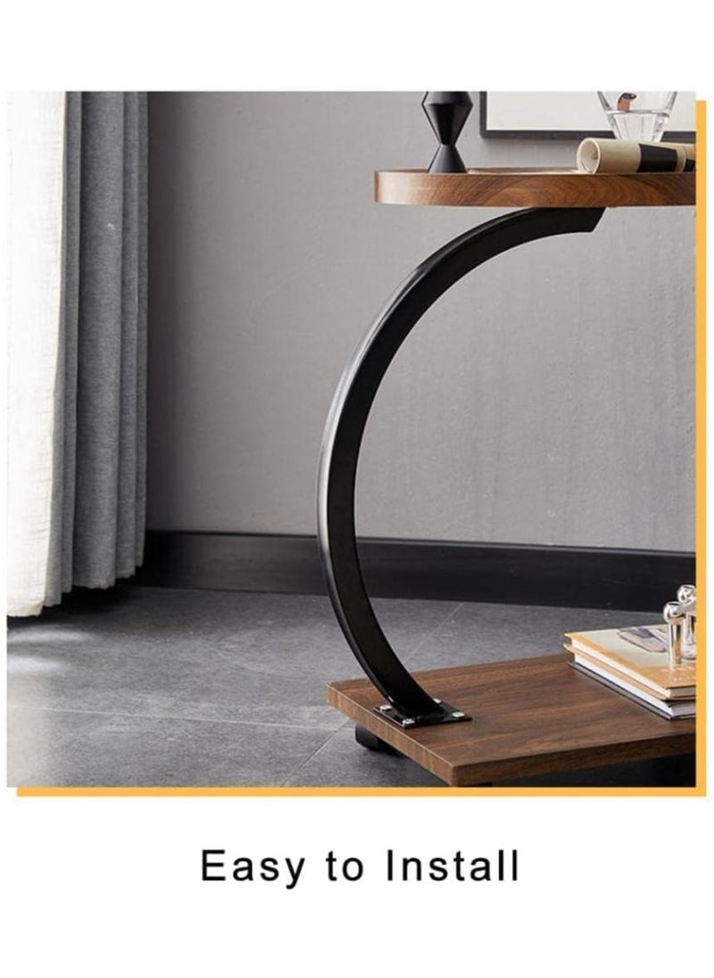 Sofa End Table, Narrow Side Table C Shaped Sofa Side Table with Metal Frame, Coffee Snack Couch Table for Living Room, Bedroom, Bedside (Rectangular)