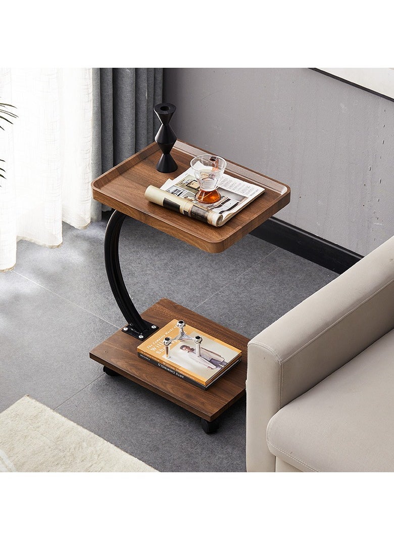 Sofa End Table, Narrow Side Table C Shaped Sofa Side Table with Metal Frame, Coffee Snack Couch Table for Living Room, Bedroom, Bedside (Rectangular)