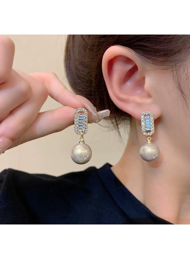 Goolsky 925 Silver Needle Luxury Zircon Geometric Earrings for Women – Pearl Studs, Zircons & Pearls Geometric Design, Hypoallergenic, Daily/Parties Wear, Sparkling - Image 2