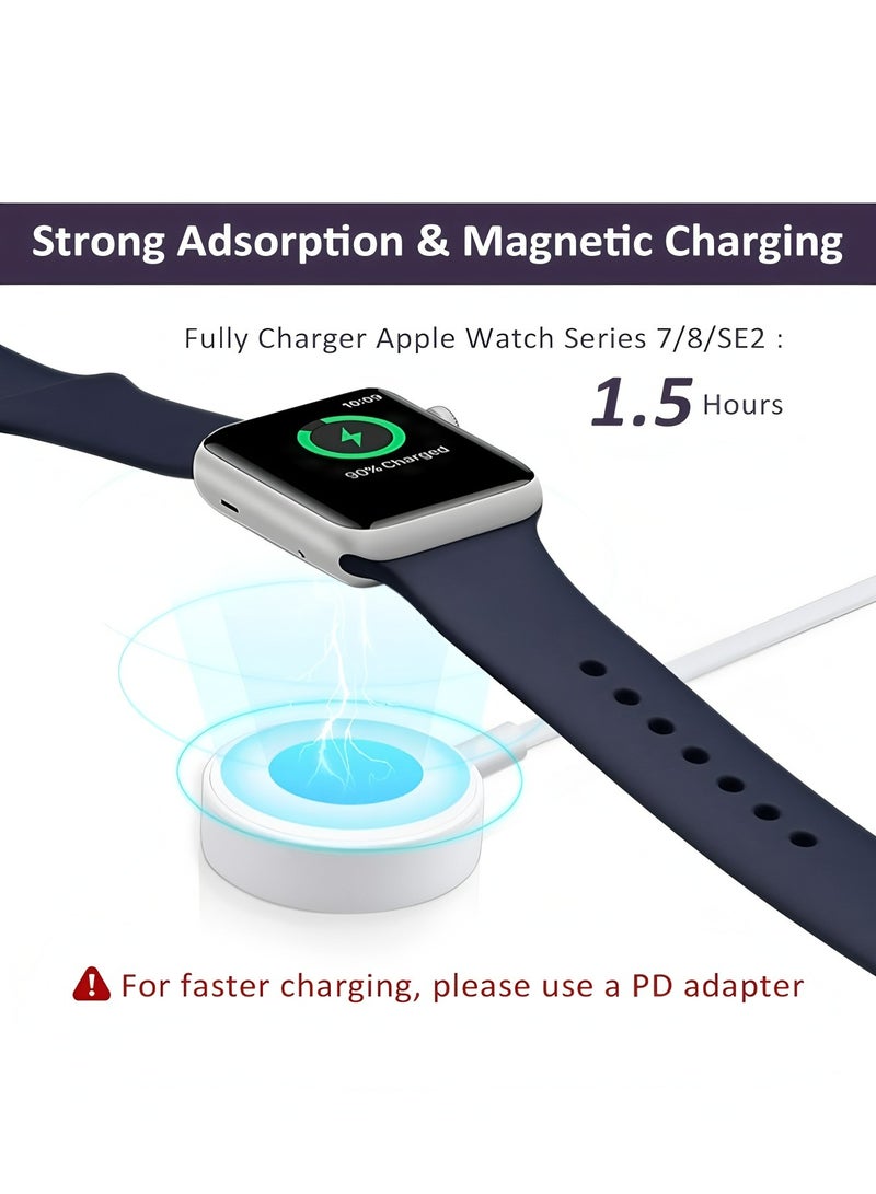 Apluynm Fast Charging USB C Watch Charger Cord Compatible for Apple Watch, Magnetic Watch Charging Cable Compatible for Watch Series 9/8/7/Ultra/Ultra2/SE2/6/5/4/3/2/1/SE1, Type C Cord, 1M - Image 3