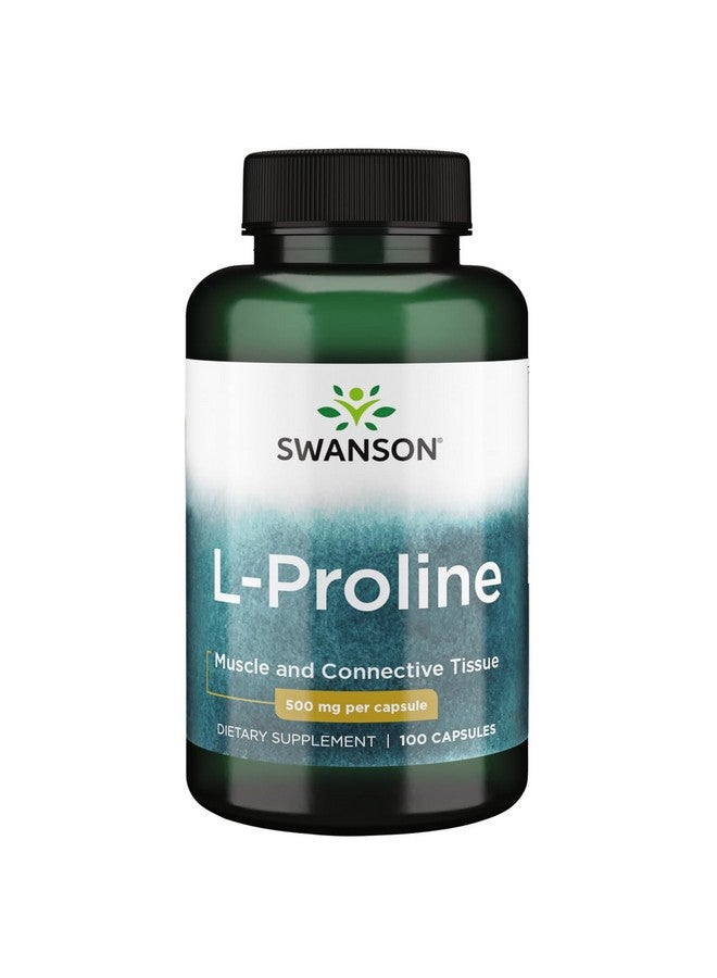 Swanson Amino Acid L-Proline Dietary Supplement Collagen Connective Tissue Support 500 mg 100 Capsules (Caps) - Image 1