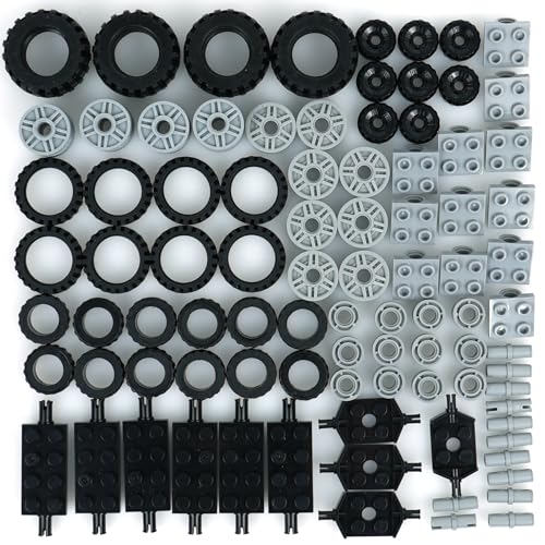 BroTex Wheels and Axles Building Blocks Set Vehicle Truck Tires Compatible with Classic Bricks Car Parts - Image 1