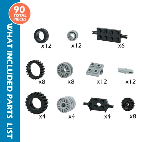 BroTex Wheels and Axles Building Blocks Set Vehicle Truck Tires Compatible with Classic Bricks Car Parts - Image 5
